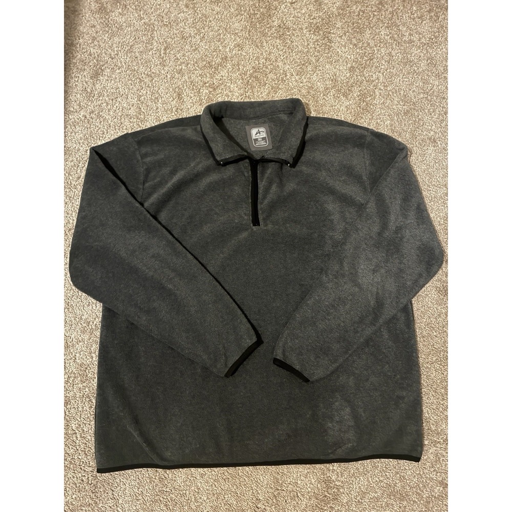 Athletech Men's XL Quarter Zip Fleece Pullover Charcoal Gray Jacket Long Sleeve